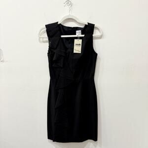 RED Valentino Sleeveless Shift Mini Dress with Ruffle Black Women's IT 38 / US 0